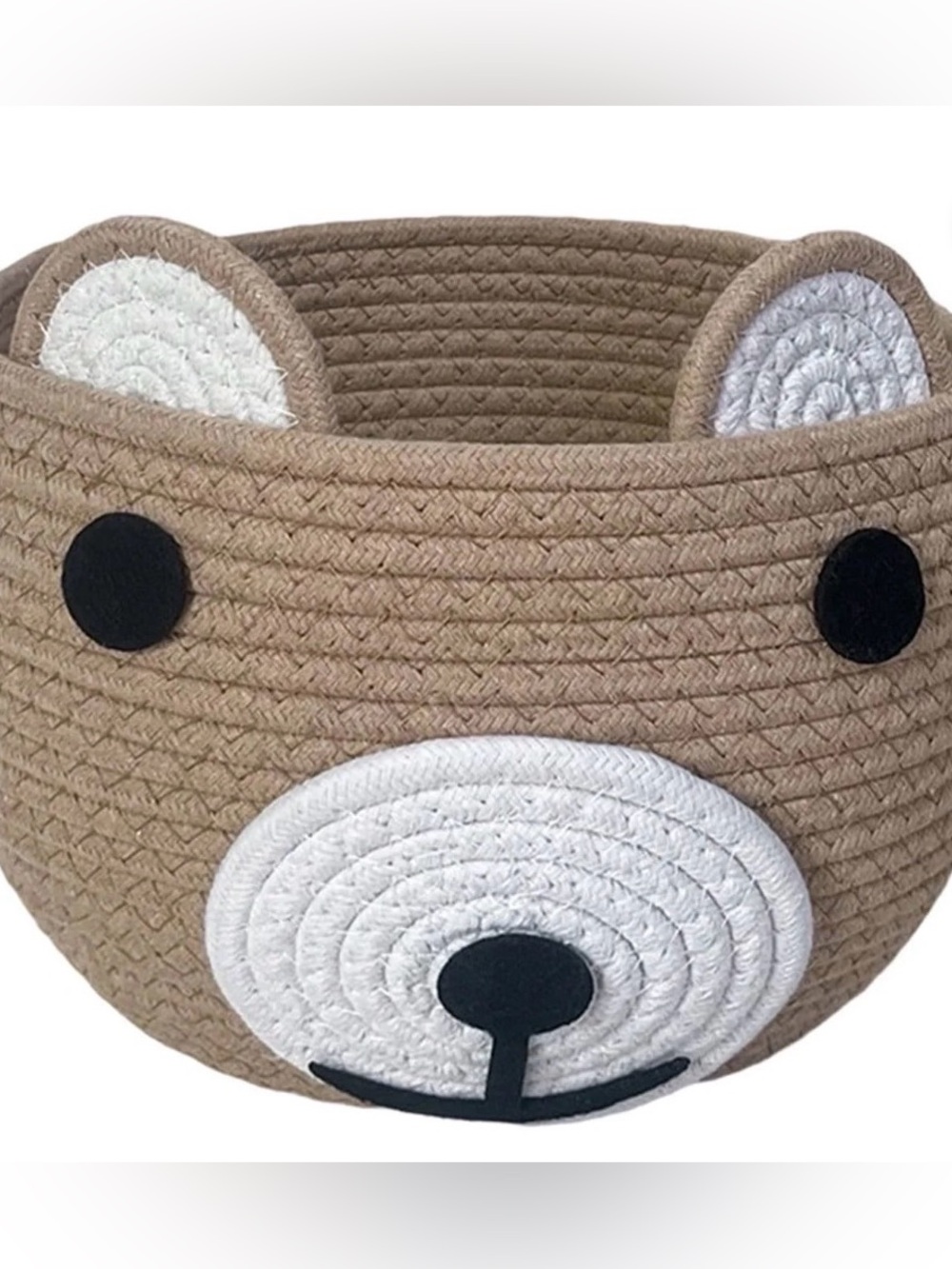 Cute Bear Rope Storage Basket – Nursery, Toy, Remote & Vanity Organizer New